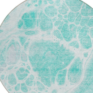 Homeroots 3' Artichoke Green Nautical Area Rug - Washable Indoor Outdoor Design For Home And Patio Use 8' Round Polyester 581463