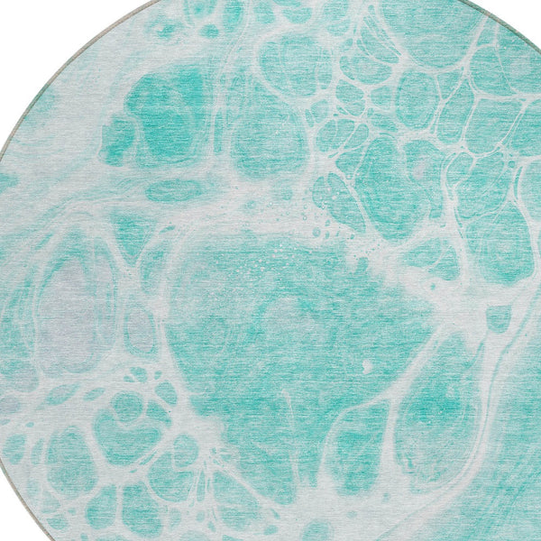 Homeroots 3' Artichoke Green Nautical Area Rug - Washable Indoor Outdoor Design For Home And Patio Use 8' Round Polyester 581463