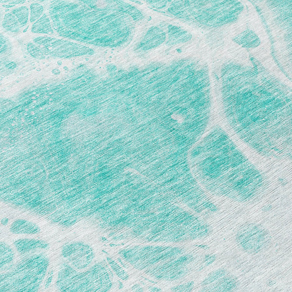 Homeroots 3' Artichoke Green Nautical Area Rug - Washable Indoor Outdoor Design For Home And Patio Use 8' Round Polyester 581463