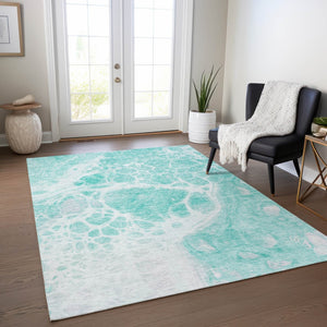 Homeroots 3' Artichoke Green Nautical Area Rug - Washable Indoor Outdoor Design For Home And Patio Use 8' X 10' Polyester 581464