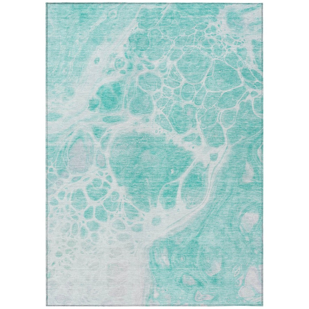 HomeRoots 9' Nautical Aqua Teal Blue and Ivory Area Rug - Washable, Durable, Perfect for Indoor and Outdoor Use 9' X 12' 581465