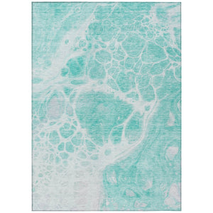 HomeRoots 5' Aqua Teal Blue and Ivory Nautical Area Rug - Durable, Washable for Indoor and Outdoor Spaces 10' X 14' 581466