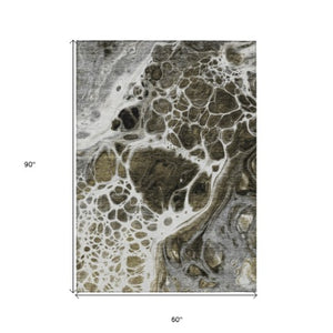 Homeroots 3' Artichoke Green Nautical Area Rug - Washable Indoor Outdoor Design For Home And Patio Use 5' X 8' Polyester 581468