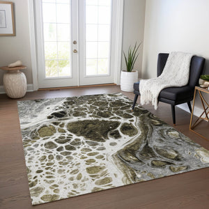Homeroots 3' Artichoke Green Nautical Area Rug - Washable Indoor Outdoor Design For Home And Patio Use 5' X 8' Polyester 581468