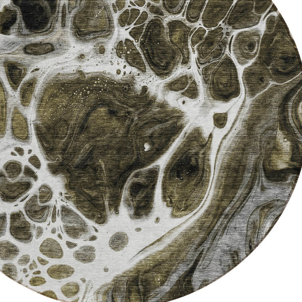 Homeroots 3' Artichoke Green Nautical Area Rug - Washable Indoor Outdoor Design For Home And Patio Use 8' Round Polyester 581469