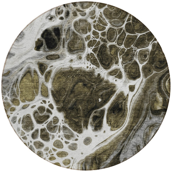 Homeroots 3' Artichoke Green Nautical Area Rug - Washable Indoor Outdoor Design For Home And Patio Use 8' Round Polyester 581469