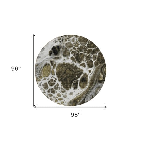 Homeroots 3' Artichoke Green Nautical Area Rug - Washable Indoor Outdoor Design For Home And Patio Use 8' Round Polyester 581469