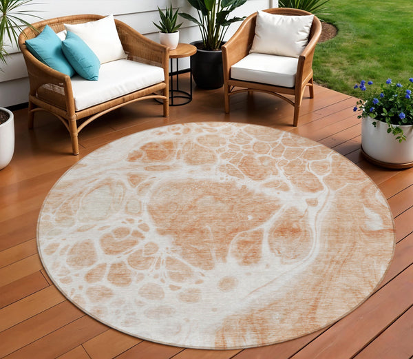 Homeroots 3' Artichoke Green Nautical Area Rug - Washable Indoor Outdoor Design For Home And Patio Use 8' Round Polyester 581475