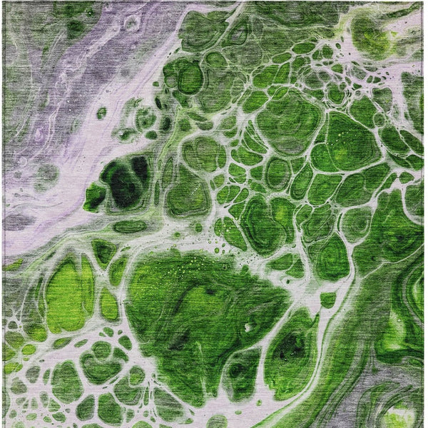 Homeroots 3' Artichoke Green Nautical Area Rug - Washable Indoor Outdoor Design For Home And Patio Use 5' X 8' Polyester 581480