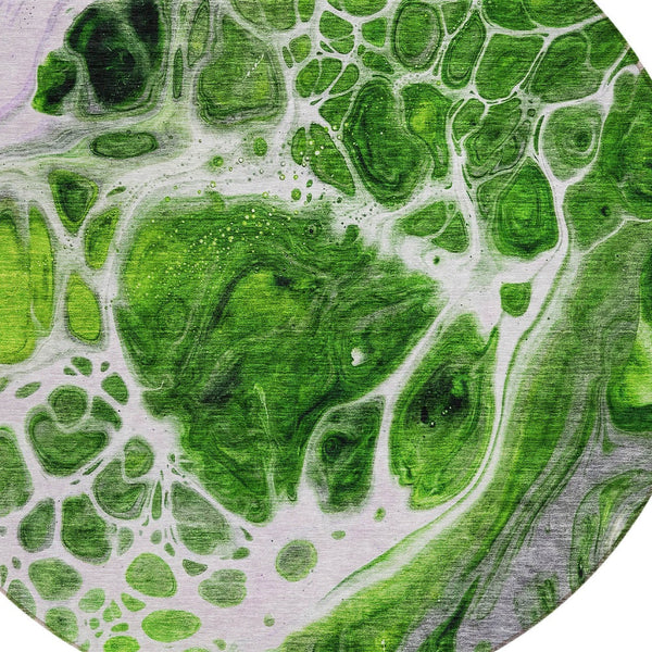 Homeroots 3' Artichoke Green Nautical Area Rug - Washable Indoor Outdoor Design For Home And Patio Use 8' Round Polyester 581481