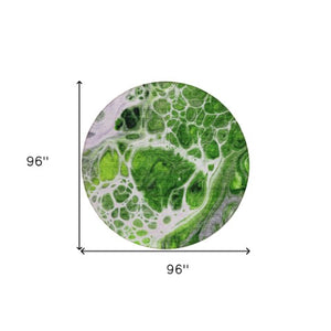 Homeroots 3' Artichoke Green Nautical Area Rug - Washable Indoor Outdoor Design For Home And Patio Use 8' Round Polyester 581481