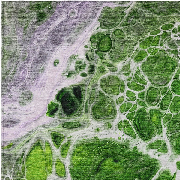 Homeroots 3' Artichoke Green Nautical Area Rug - Washable Indoor Outdoor Design For Home And Patio Use 8' X 10' Polyester 581482