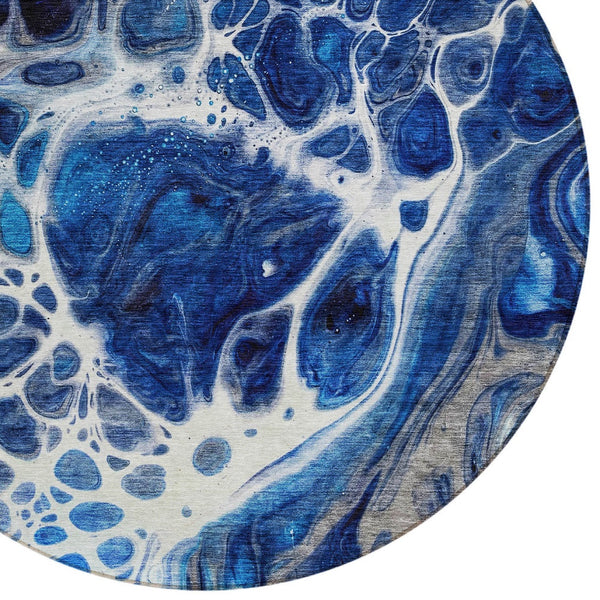 Homeroots 3' Artichoke Green Nautical Area Rug - Washable Indoor Outdoor Design For Home And Patio Use 8' Round Polyester 581487