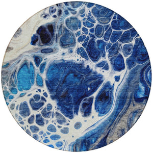 Homeroots 3' Artichoke Green Nautical Area Rug - Washable Indoor Outdoor Design For Home And Patio Use 8' Round Polyester 581487