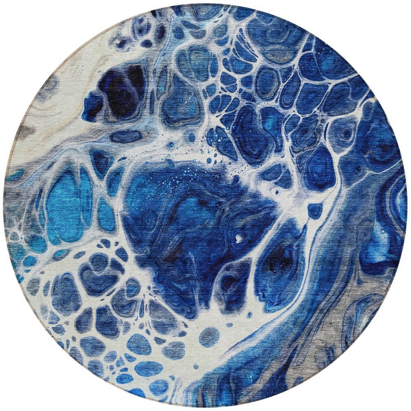 Homeroots 3' Artichoke Green Nautical Area Rug - Washable Indoor Outdoor Design For Home And Patio Use 8' Round Polyester 581487