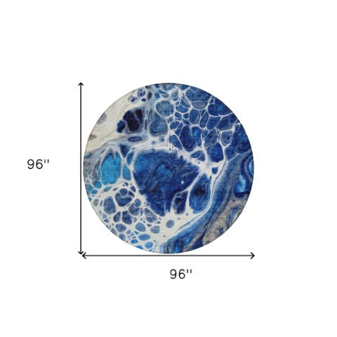 Homeroots 3' Artichoke Green Nautical Area Rug - Washable Indoor Outdoor Design For Home And Patio Use 8' Round Polyester 581487