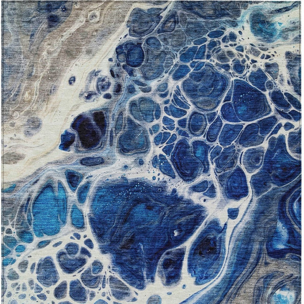 Homeroots 3' Artichoke Green Nautical Area Rug - Washable Indoor Outdoor Design For Home And Patio Use 8' X 10' Polyester 581488