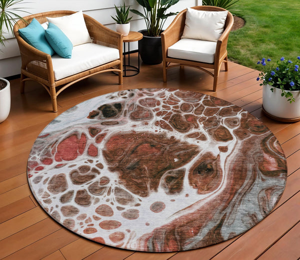 Homeroots 3' Artichoke Green Nautical Area Rug - Washable Indoor Outdoor Design For Home And Patio Use 8' Round Polyester 581493