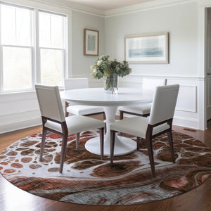 Homeroots 3' Artichoke Green Nautical Area Rug - Washable Indoor Outdoor Design For Home And Patio Use 8' Round Polyester 581493