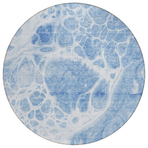 HomeRoots 5' Nautical Sky Blue and Denim Blue Indoor Outdoor Area Rug - Durable, Washable, Perfect for Home 8' Round 581499