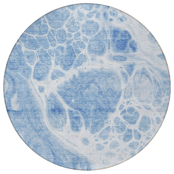 Homeroots 3' Artichoke Green Nautical Area Rug - Washable Indoor Outdoor Design For Home And Patio Use 8' Round Polyester 581499