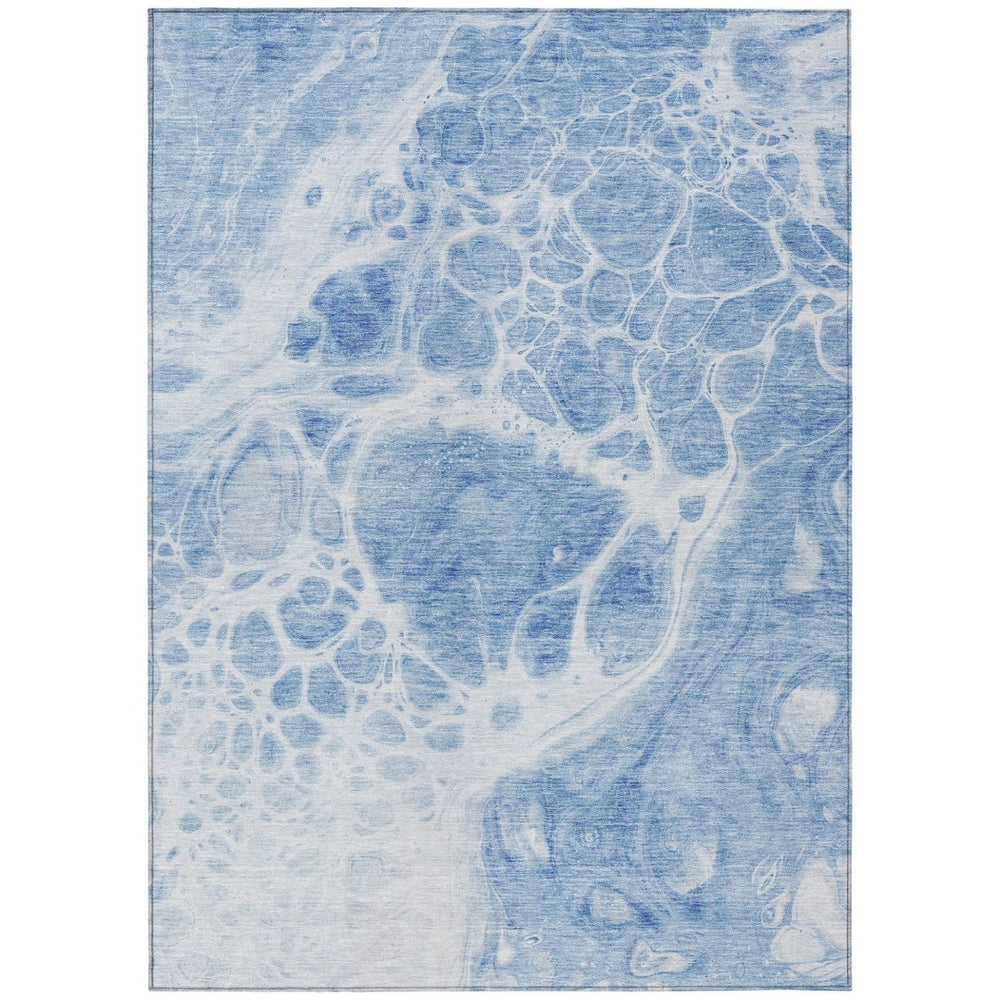 HomeRoots 9' Nautical Washable Area Rug in Sky and Denim Blue – Perfect for Indoor and Outdoor Spaces! 9' X 12' 581501