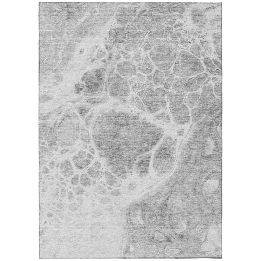 HomeRoots 9' Nautical Washable Area Rug for Indoor Outdoor Use - Stylish Gray, Silver, and Ivory Design 9' X 12' 581507