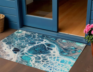 Homeroots 3' Artichoke Green Nautical Area Rug - Washable Indoor Outdoor Design For Home And Patio Use 3' X 5' Polyester 581509