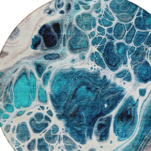 Homeroots 3' Artichoke Green Nautical Area Rug - Washable Indoor Outdoor Design For Home And Patio Use 8' Round Polyester 581511