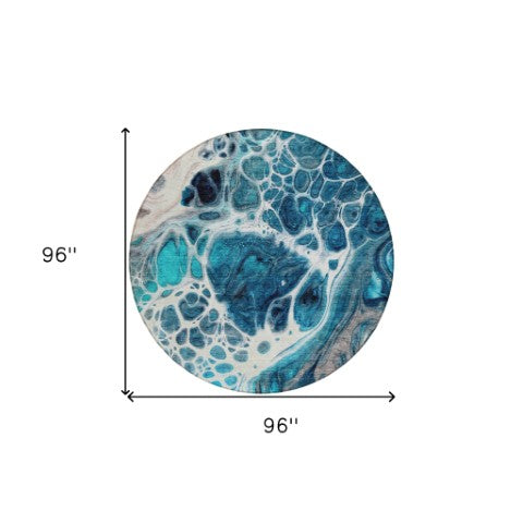 Homeroots 3' Artichoke Green Nautical Area Rug - Washable Indoor Outdoor Design For Home And Patio Use 8' Round Polyester 581511