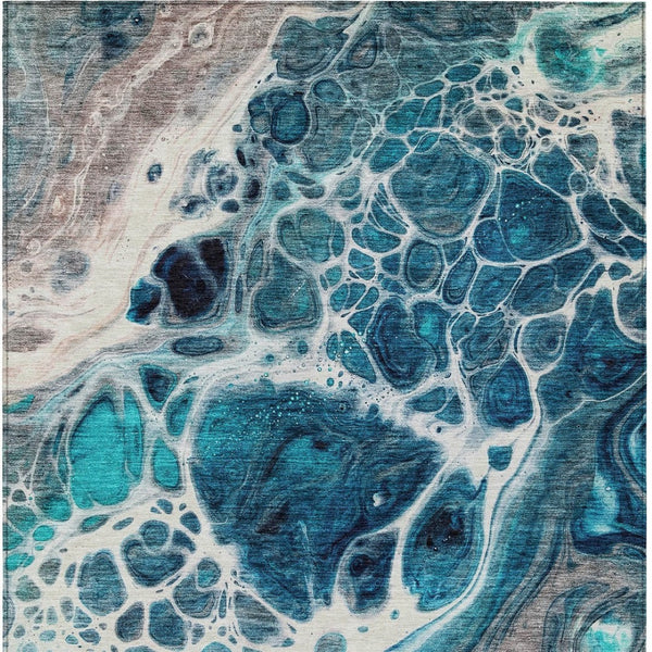 Homeroots 3' Artichoke Green Nautical Area Rug - Washable Indoor Outdoor Design For Home And Patio Use 9' X 12' Polyester 581513