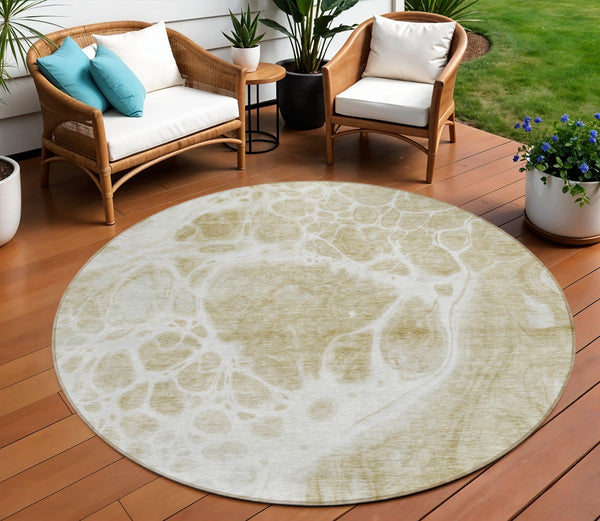 Homeroots 3' Artichoke Green Nautical Area Rug - Washable Indoor Outdoor Design For Home And Patio Use 8' Round Polyester 581517