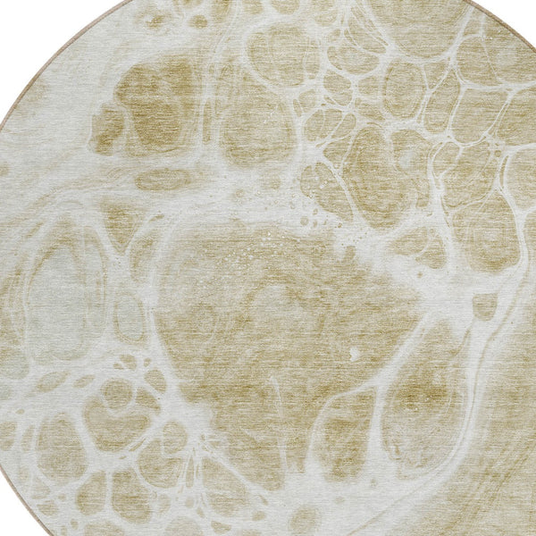 Homeroots 3' Artichoke Green Nautical Area Rug - Washable Indoor Outdoor Design For Home And Patio Use 8' Round Polyester 581517