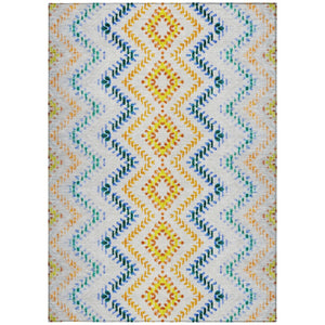 Homeroots 3' Geometric Beige Orange And Red Washable Area Rug For Indoor And Outdoor Spaces, Durable Design 3' X 5' Polyester 581527