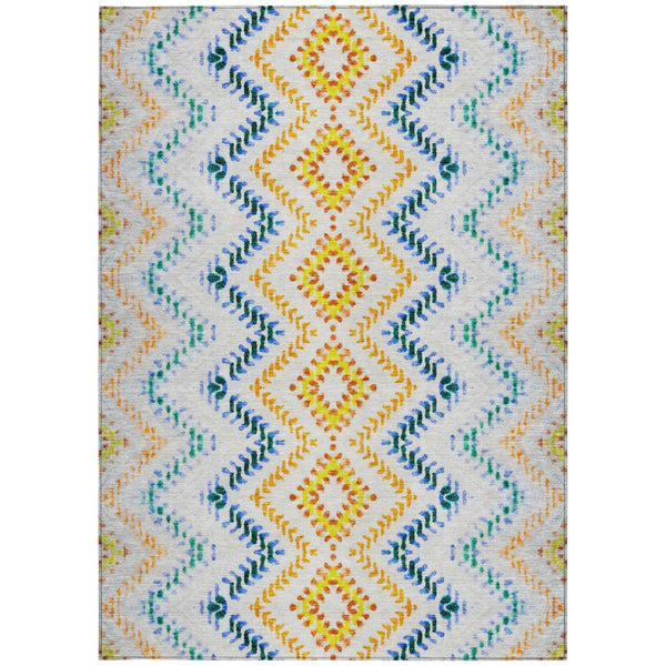 Homeroots 3' Geometric Beige Orange And Red Washable Area Rug For Indoor And Outdoor Spaces, Durable Design 3' X 5' Polyester 581527