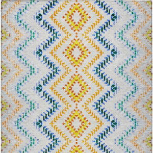 Homeroots 3' Geometric Beige Orange And Red Washable Area Rug For Indoor And Outdoor Spaces, Durable Design 3' X 5' Polyester 581527