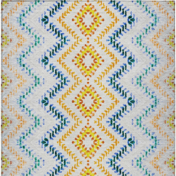 Homeroots 3' Geometric Beige Orange And Red Washable Area Rug For Indoor And Outdoor Spaces, Durable Design 8' X 10' Polyester 581530