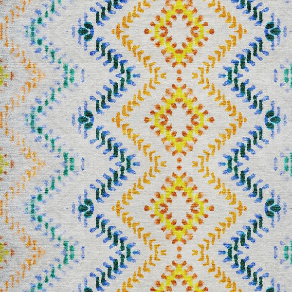 Homeroots 3' Geometric Beige Orange And Red Washable Area Rug For Indoor And Outdoor Spaces, Durable Design 9' X 12' Polyester 581531