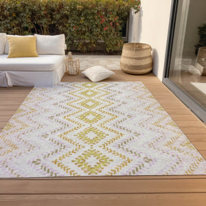 Homeroots 3' Geometric Beige Orange And Red Washable Area Rug For Indoor And Outdoor Spaces, Durable Design 9' X 12' Polyester 581537