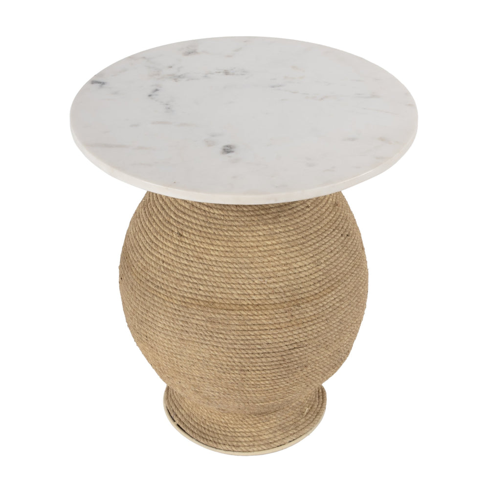 Butler Specialty Shea Round Marble And Rope End Table - Coastal Modern Charm For A Stylish Home Décor Upgrade Natural Iron,Rope,Marble 5815389-butler