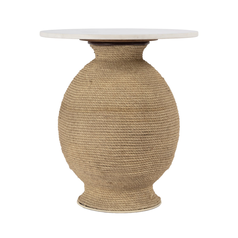 Butler Specialty Shea Round Marble And Rope End Table - Coastal Modern Charm For A Stylish Home Décor Upgrade Natural Iron,Rope,Marble 5815389-butler