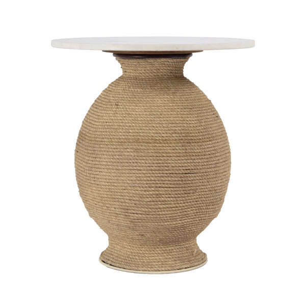 Butler Specialty Shea Round Marble And Rope End Table - Coastal Modern Charm For A Stylish Home Décor Upgrade Natural Iron,Rope,Marble 5815389-butler