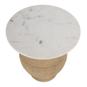 Butler Specialty Shea Round Marble And Rope End Table - Coastal Modern Charm For A Stylish Home Décor Upgrade Natural Iron,Rope,Marble 5815389-butler