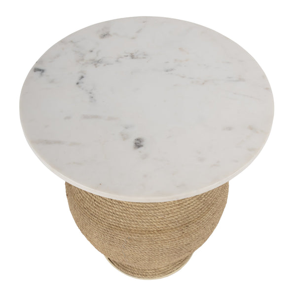 Butler Specialty Shea Round Marble And Rope End Table - Coastal Modern Charm For A Stylish Home Décor Upgrade Natural Iron,Rope,Marble 5815389-butler