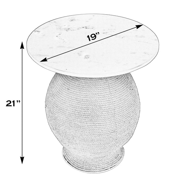 Butler Specialty Shea Round Marble And Rope End Table - Coastal Modern Charm For A Stylish Home Décor Upgrade Natural Iron,Rope,Marble 5815389-butler
