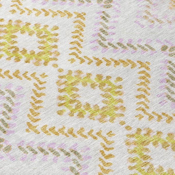 Homeroots 3' Geometric Beige Orange And Red Washable Area Rug For Indoor And Outdoor Spaces, Durable Design 10' X 14' Polyester 581538