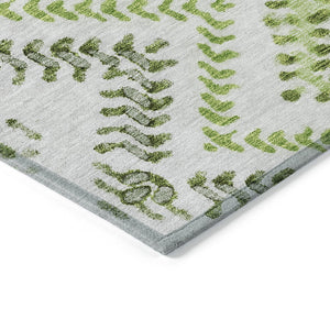 Homeroots 3' Stylish Green And Ivory Geometric Washable Area Rug For Indoor And Outdoor Spaces, Durable Design 8' X 10' Polyester 581542