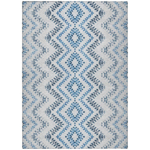 HomeRoots 5' Modern Geometric Washable Indoor/Outdoor Area Rug in Navy and Denim Blues for Versatile Spaces 10' X 14' 581550