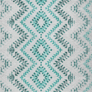 Homeroots 3' Stylish Green And Ivory Geometric Washable Area Rug For Indoor And Outdoor Spaces, Durable Design 8' X 10' Polyester 581560