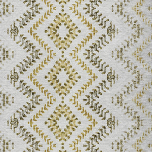 Homeroots 3' Stylish Green And Ivory Geometric Washable Area Rug For Indoor And Outdoor Spaces, Durable Design 9' X 12' Polyester 581567